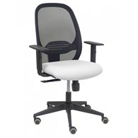 Piqueras y crespo silla cilanco negra malla negra asiento bali blanco brazo regulable.