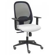 piqueras y crespo silla cilanco negra malla negra asiento bali blanco brazo regulable.