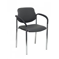 Piqueras y crespo silla fija styl similpiel gris oscuro chasis cromo con brazos