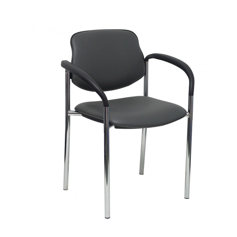 Piqueras y crespo silla fija styl similpiel gris oscuro chasis cromo con brazos