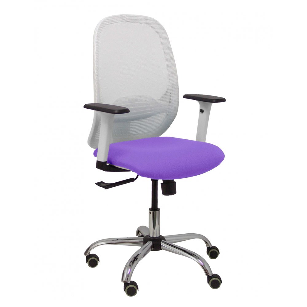 Piqueras y crespo silla cilanco blanca malla blanca asiento bali lila brazo regulable base cromada ruedas de parque