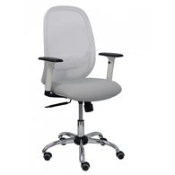 Piqueras y crespo silla cilanco blanca malla blanca asiento bali gris claro brazo regulable base cromada ruedas parque