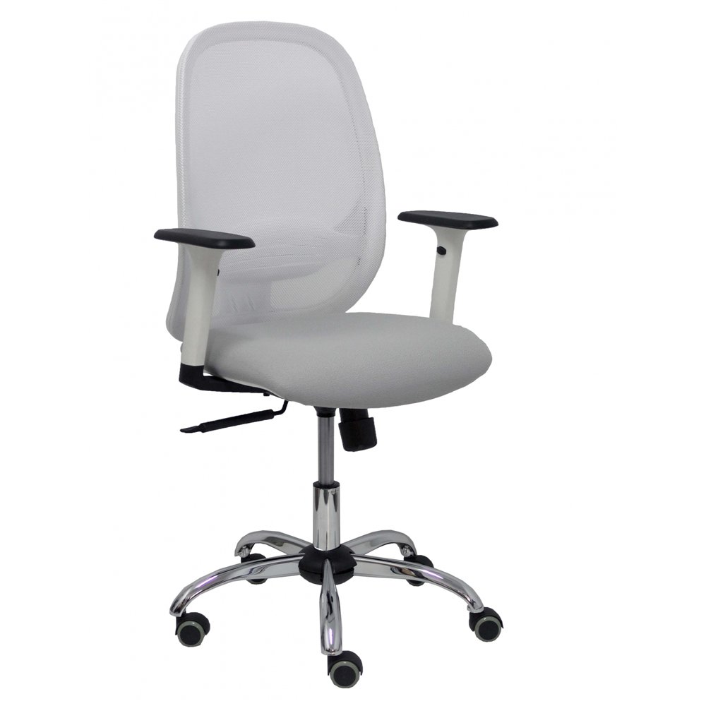 Piqueras y crespo silla cilanco blanca malla blanca asiento bali gris claro brazo regulable base cromada ruedas parque