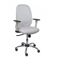 Piqueras y crespo silla cilanco blanca malla blanca asto similpiel gris brazo reg. base crom rp