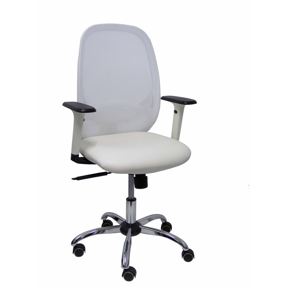 Piqueras y crespo silla cilanco blanca malla blanca asto similpiel blanco brazo reg. base crom rp