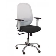 Piqueras y crespo silla cilanco blanca malla blanca asiento similpiel negro brazo reg. base cromada rp