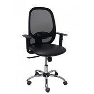 Piqueras y crespo silla cilanco negra malla negra asiento similpiel negro brazo regulable base cromada