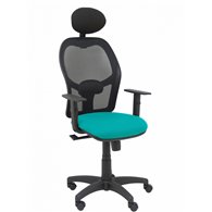 Piqueras y crespo silla alocén malla negra asiento bali turquesa brazos regulables cabecero fijo