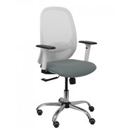 piqueras y crespo silla cilanco blanca malla blanca asiento bali gris brazo regulable base cromada ruedas de parque