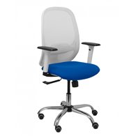 Piqueras y crespo silla cilanco blanca malla blanca asiento bali azul brazo regulable base cromada ruedas de parque