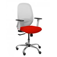 Piqueras y crespo silla cilanco blanca malla blanca asiento bali rojo brazo regulable base cromada ruedas de parque