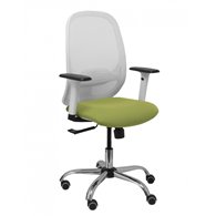 Piqueras y crespo silla cilanco blanca malla blanca asiento bali verde oliva brazo regulable base cromada ruedas de parque