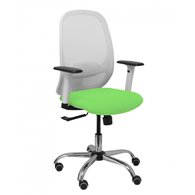 Piqueras y crespo silla cilanco blanca malla blanca asiento bali pistacho brazo regulable base cromada ruedas de parqué