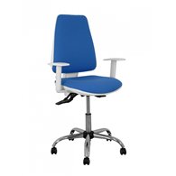 Piqueras y crespo silla elche blanca asincro bali azul brazos regulables ruedas de parqué