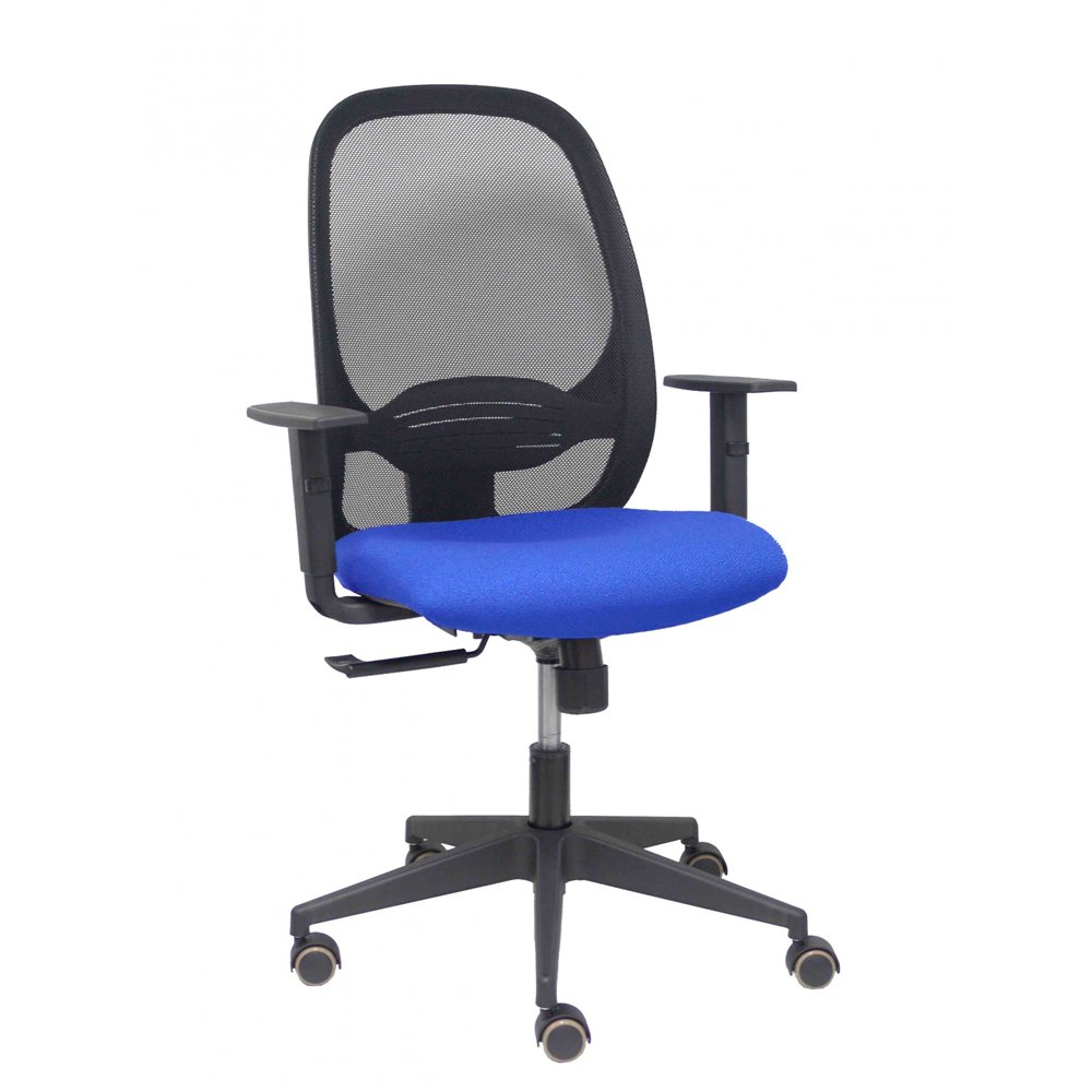 Piqueras y crespo silla cilanco negra malla negra asiento bali azul brazo regulable