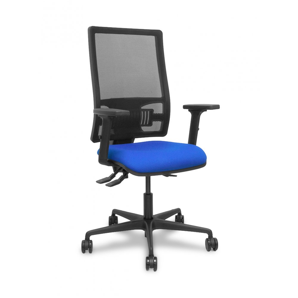 Piqueras y crespo silla bormate asincro malla negra asiento bali azul brazos 2d ruedas 65mm