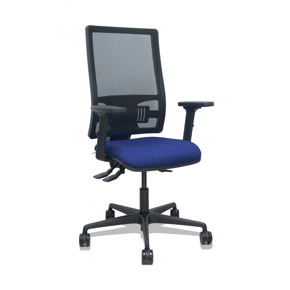 Piqueras y crespo silla bormate asincro malla negra asiento bali azul marino brazos 2d ruedas 65mm