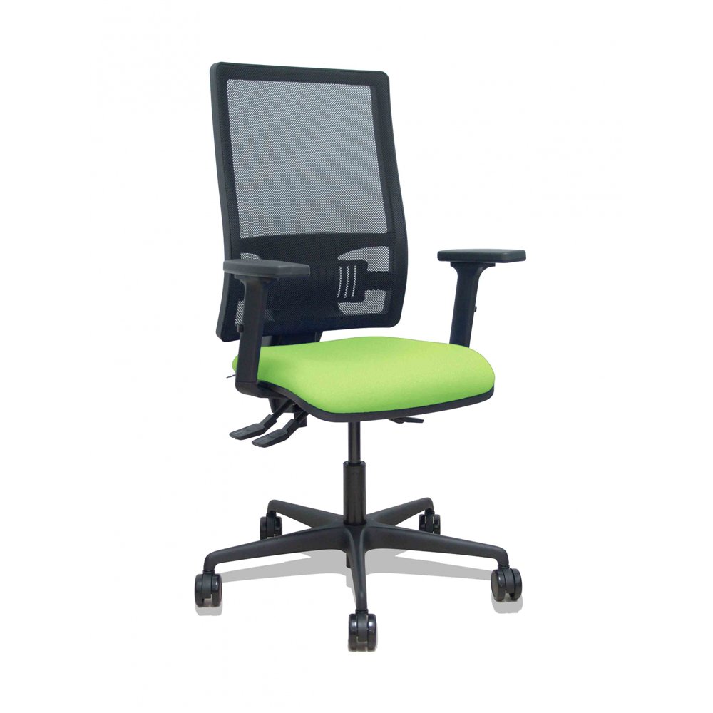 Piqueras y crespo silla bormate asincro malla negra asiento bali pistacho brazos 2d ruedas 65mm