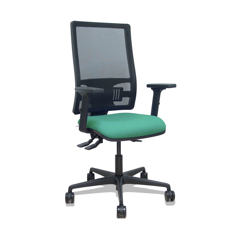 Piqueras y crespo silla bormate asincro malla negra asiento bali verde esmeralda brazos 2d ruedas 65mm