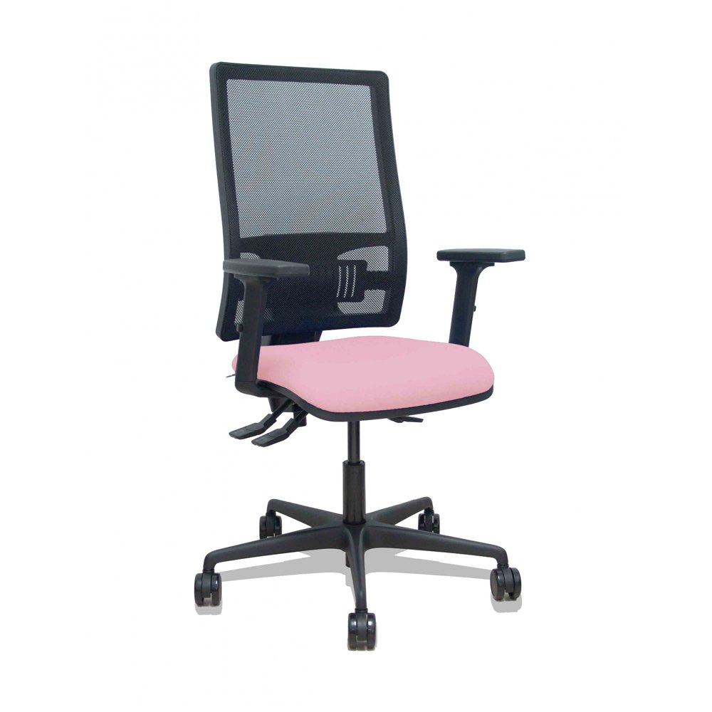Piqueras y crespo silla bormate asincro malla negra asiento bali rosa brazos 2d ruedas 65mm