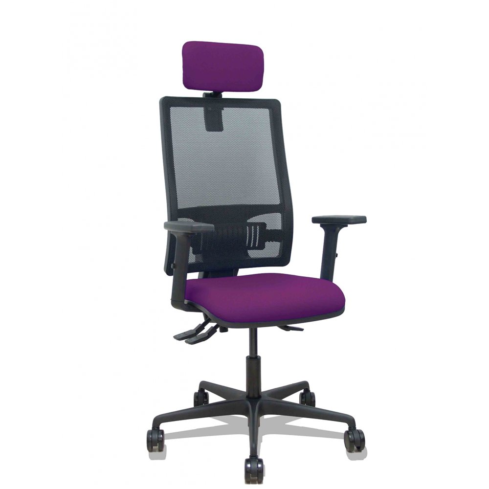 Piqueras y crespo silla bormate asincro malla negra asiento bali morado brazos 2d ruedas 65mm cabecero regulable