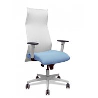 Piqueras y crespo sillón sahuco blanco bali azul cielo brazos blancos base blanca ruedas parqué 65mm