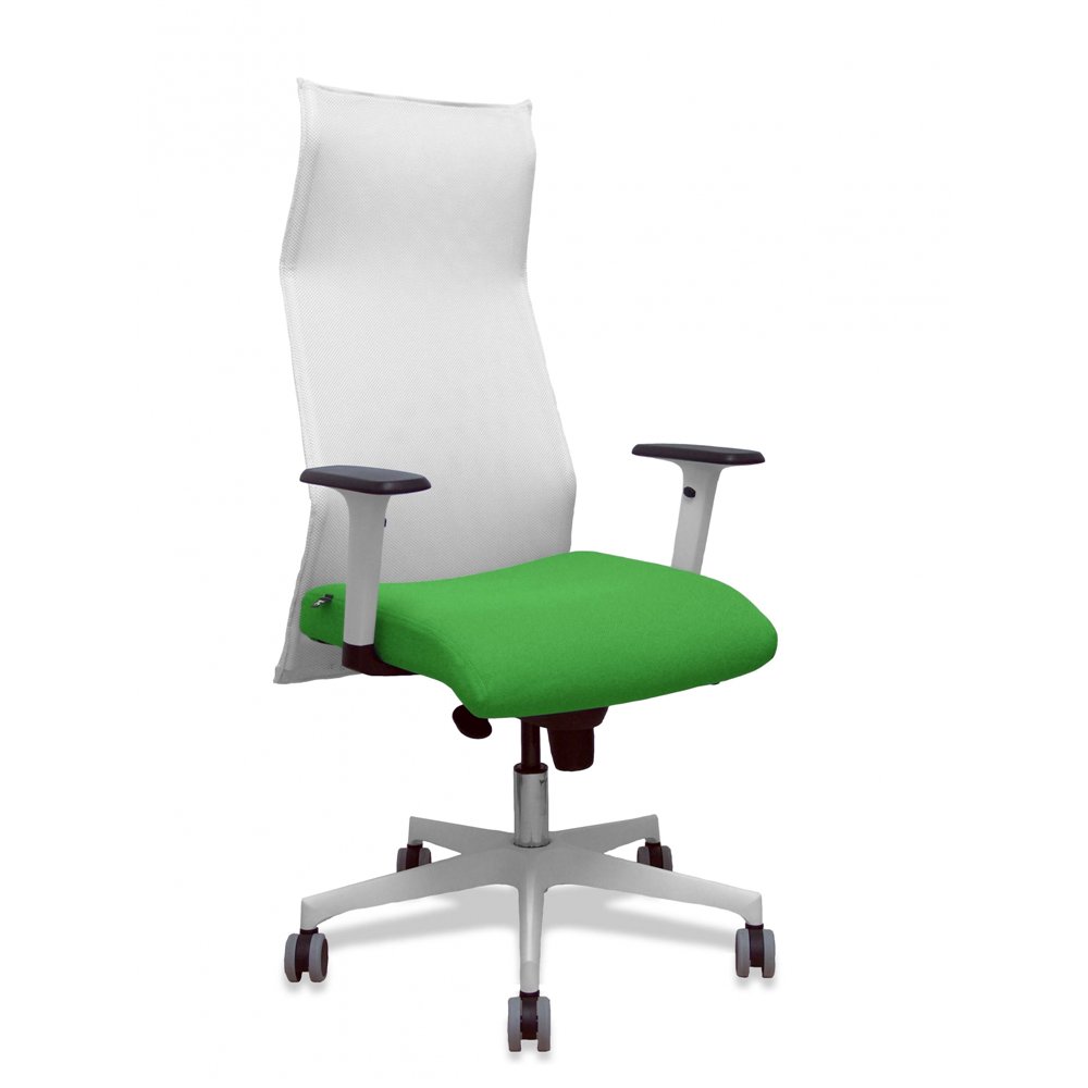 piqueras y crespo sillón sahuco blanco bali verde brazos blancos base blanca ruedas parqué 65mm