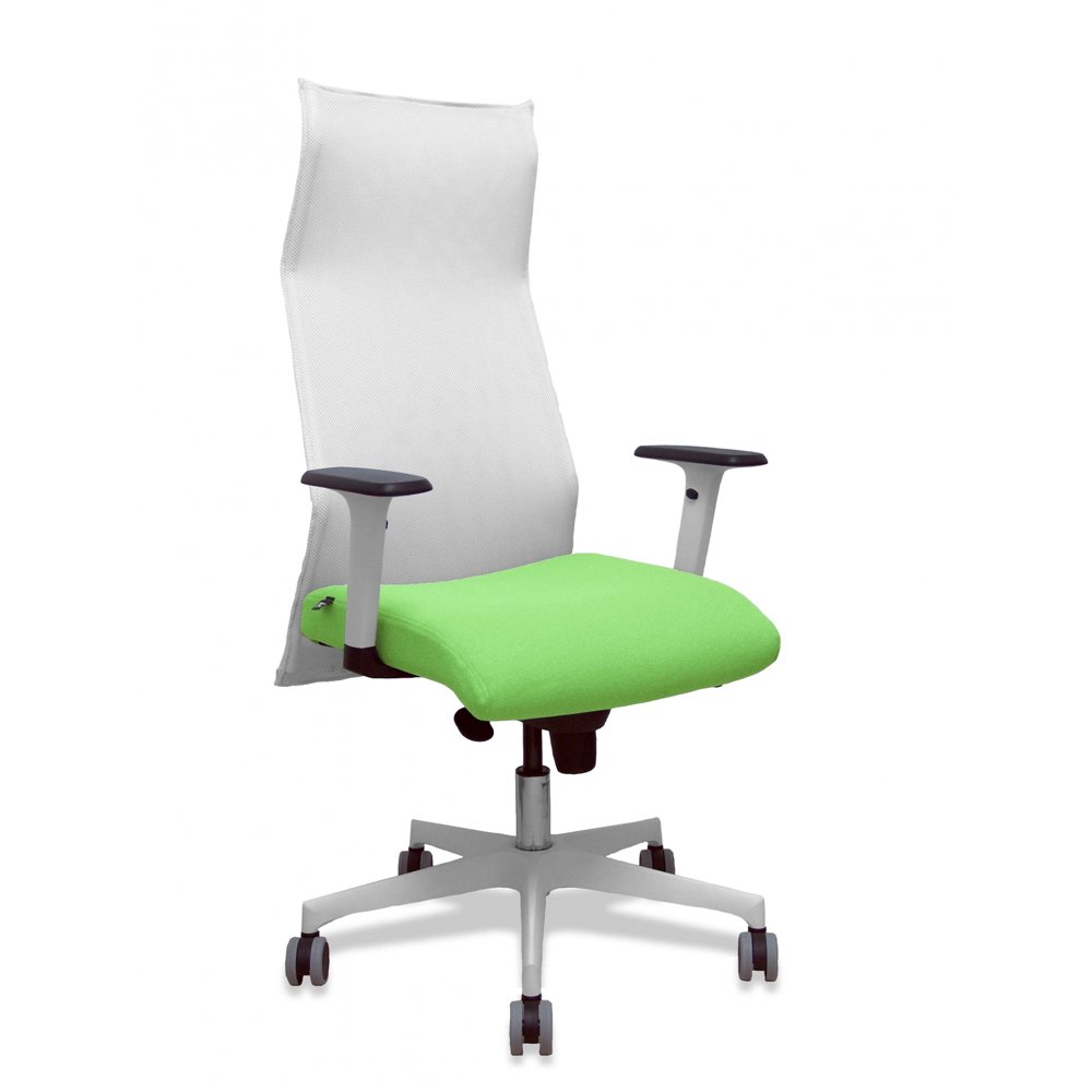 Piqueras y crespo sillón sahuco blanco bali pistacho brazos blancos base blanca ruedas parqué 65mm