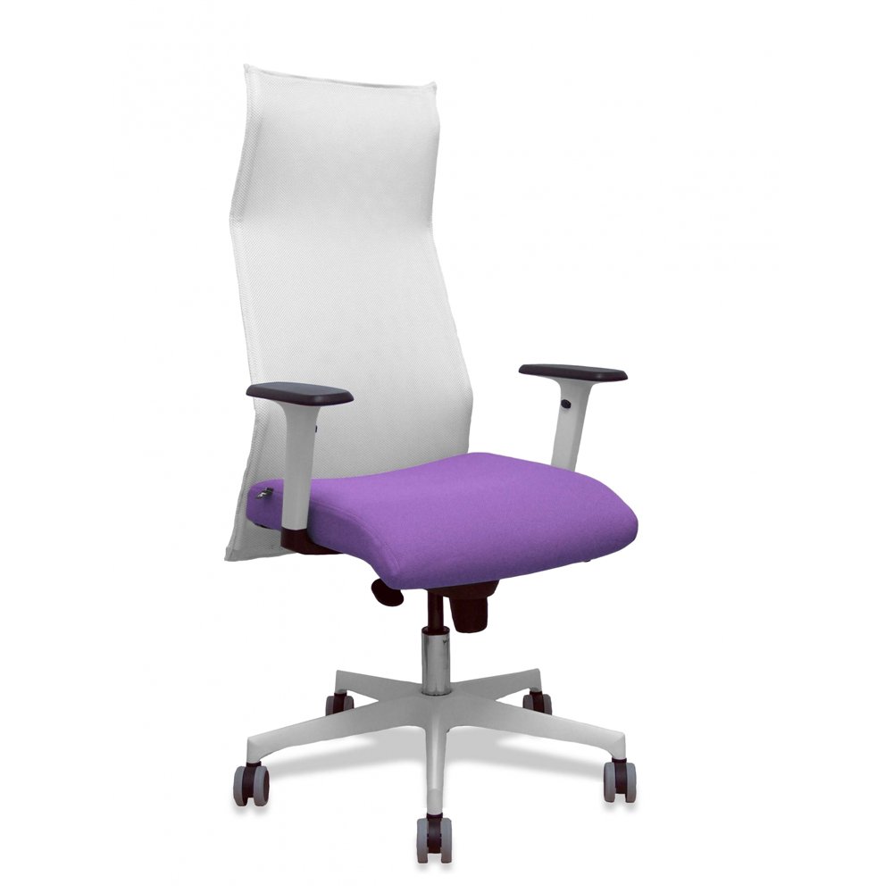Piqueras y crespo sillón sahuco blanco bali lila brazos blancos base blanca ruedas parqué 65mm