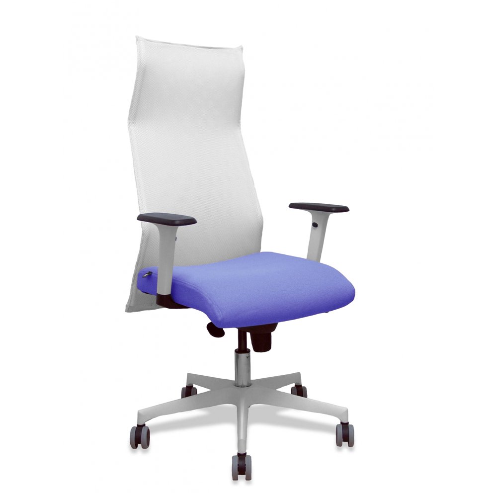 Piqueras y crespo sillón sahuco blanco bali azul claro brazos blancos base blanca ruedas parqué 65mm