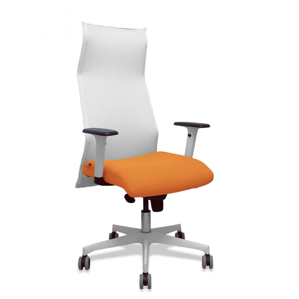 piqueras y crespo sillon sahuco blanco bali naranja brazos blancos base blanca ruedas parque 65mm