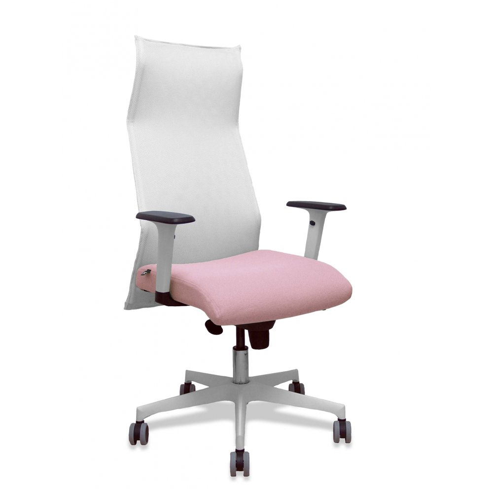 Piqueras y crespo sillón sahuco blanco bali rosa brazos blancos base blanca ruedas parque 65mm