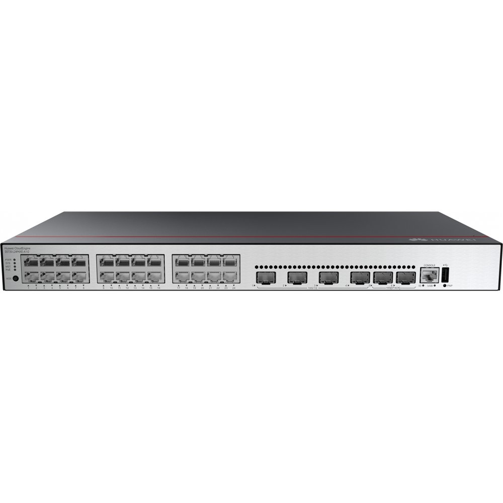 Huawei cloudengine s5735-l24p4xe-a-v2 gestionado l3 gigabit ethernet (10/100/1000) energí­a sobre ethernet (poe) 1u negro, plata