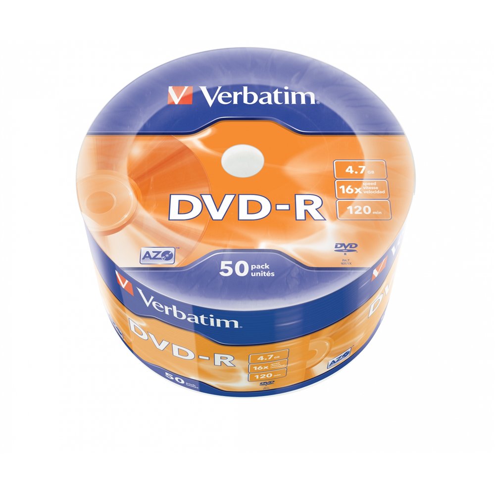 Verbatim dvd-r matt silver en wrap spindle (bobina envuelta) de 50 unidades