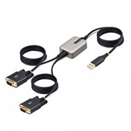 Startech.com 2p6ffc-usb-serial cambiador de gã©nero para cable usb-a 2 x db-9 rs-232 negro, gris