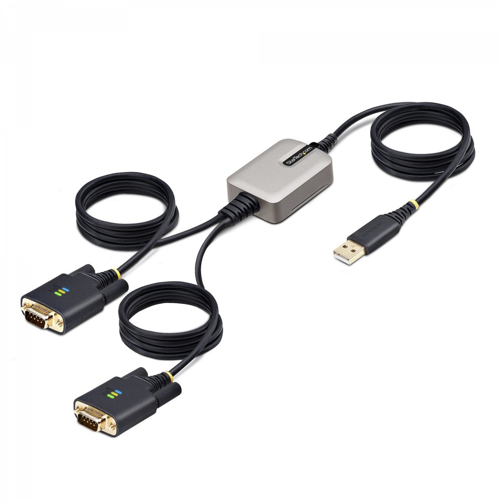 startech.com 2p6ffc-usb-serial cambiador de género para cable usb-a 2 x db-9 rs-232 negro, gris