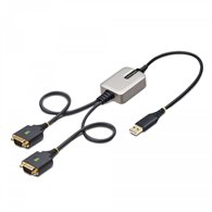 startech.com 2p1ffc-usb-serial cambiador de género para cable usb-a 2 x db-9 rs-232 negro, gris