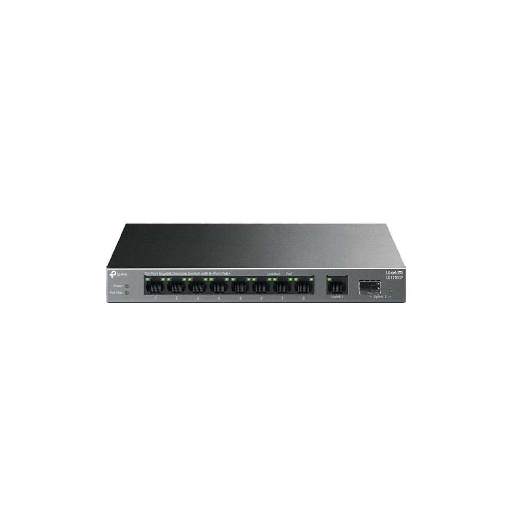 Tp-link litewave ls1210gp switch no administrado gigabit ethernet (10/100/1000) energía sobre ethernet (poe) negro