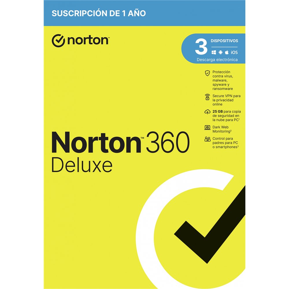 Nortonlifelock 360 deluxe seguridad de antivirus base español 1 licencia(s) 1 año(s)