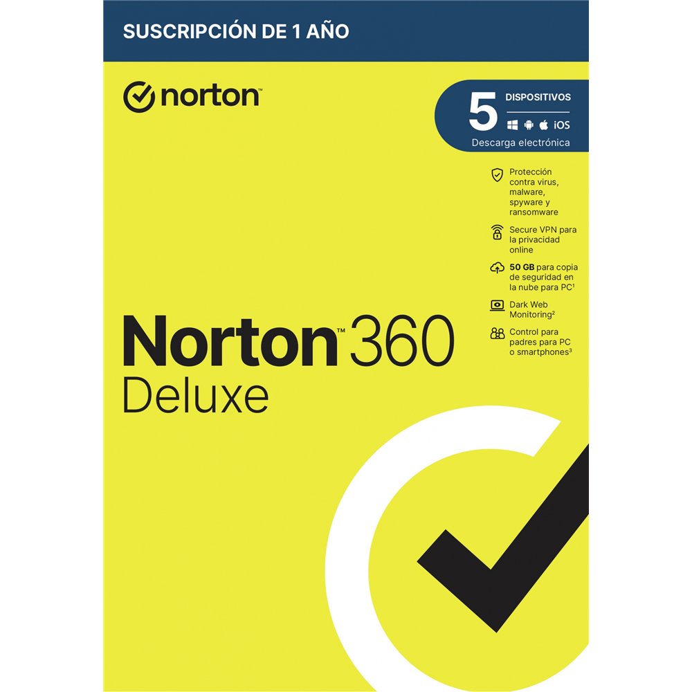 Nortonlifelock 360 deluxe seguridad de antivirus base espaã±ol 1 licencia(s) 1 aã±o(s)