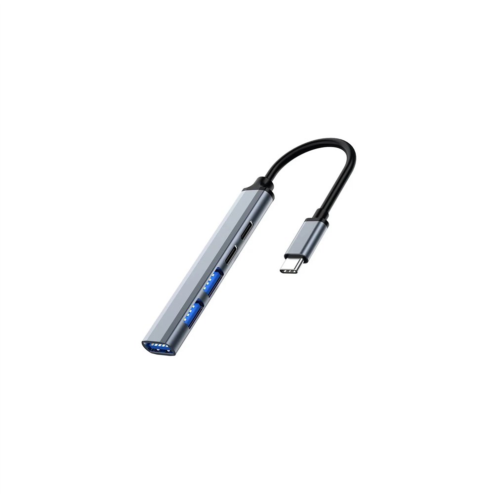 Ewent ew1149 hub de interfaz usb 3.2 gen 1 (3.1 gen 1) type-c 5000 mbit/s gris, plata