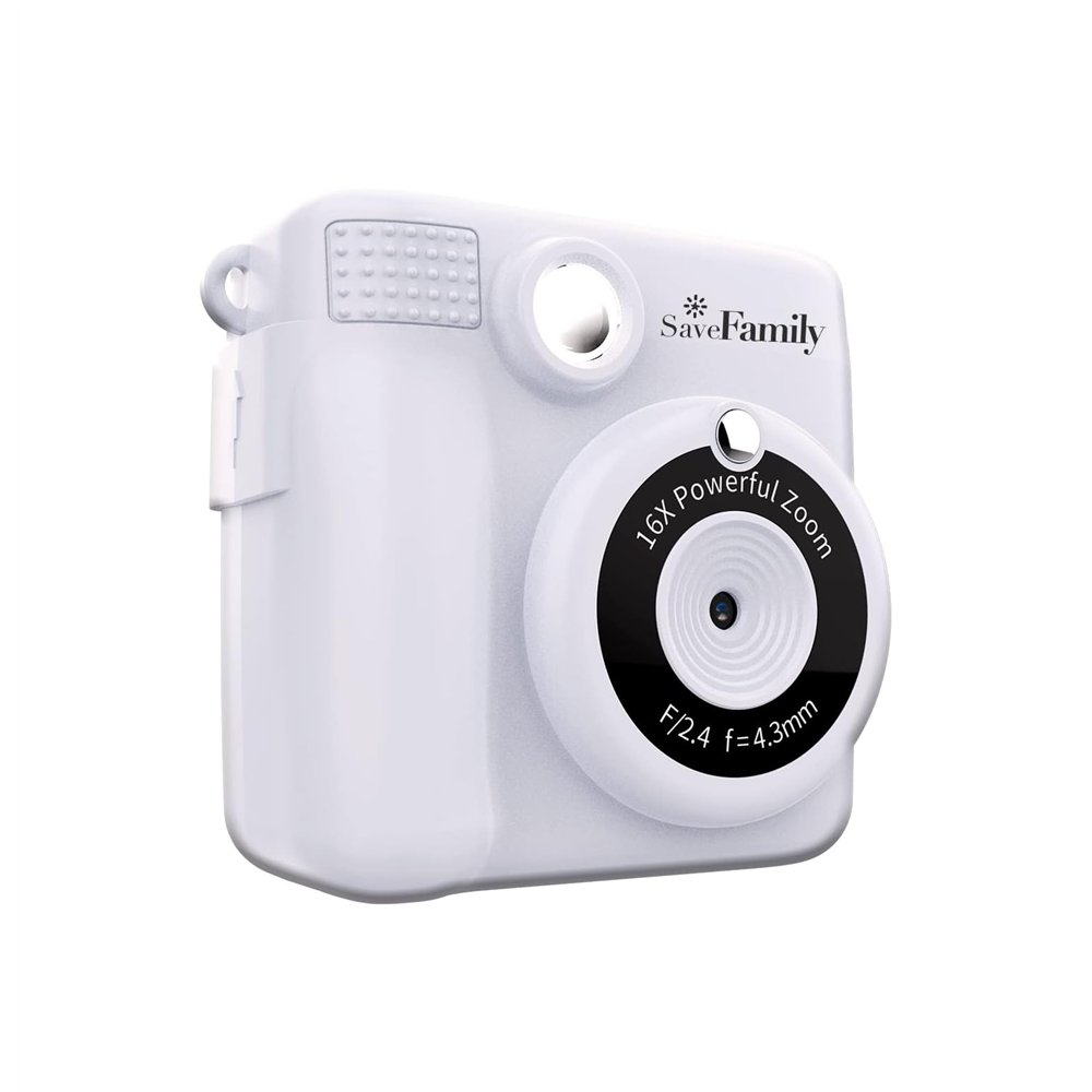 Savefamily print camara de fotos infantil instantã¡nea-digital videos musica zoom flash incluye 2 rollos de papel + 400 fotos bl
