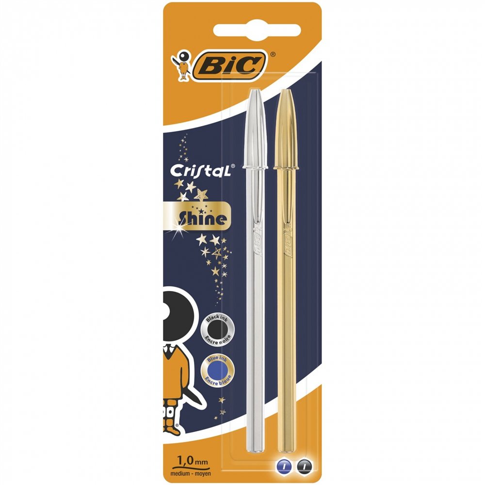 Bic 9213361 bolí­grafo negro, azul medio 2 pieza(s)