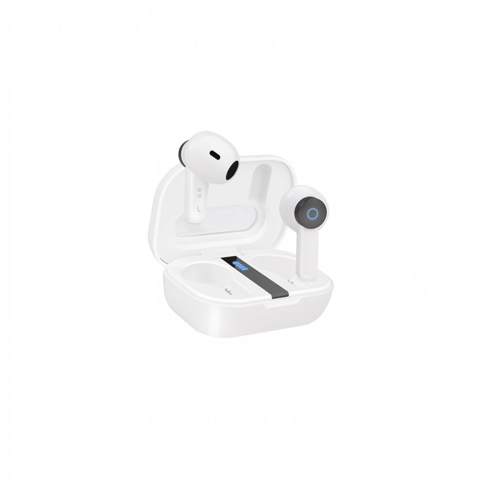 tooq bender auriculares inalámbricos + micrófono bluetooth con estuche de carga, blancos