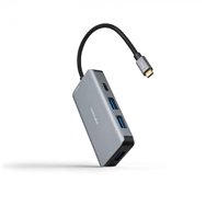 Nanocable hub usb-c 5 en 1, conversor 3.2 gen1 5g a 3 x usb-a 3.0 + usb-c + usb-c pd 100w, aluminio, 15 cm, gris