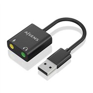 Aisens conversor usb-a a audio 48khz, usb-a/m-2xjack 3.5/h, negro, 10 cm