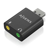 Aisens conversor usb-a a audio 48khz, usb-a/m-2xjack 3.5/h, negro