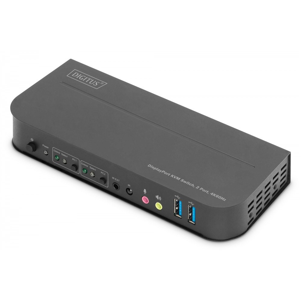 Digitus conmutador kvm, 2 puertos, 4k60hz, 2 dp in, 1 dp/hdmi out