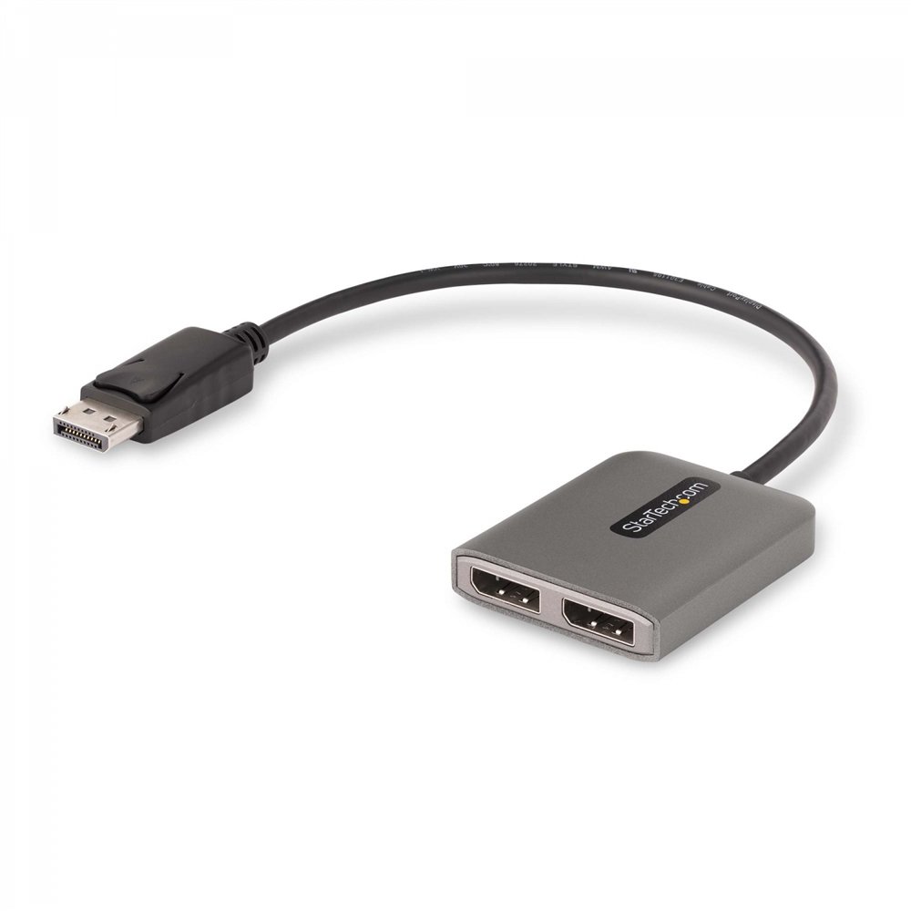 startech.com hub mst de 2 puertos displayport 1.4 - divisor splitter dp para 2 monitores - adaptador displayport a 2x displaypor