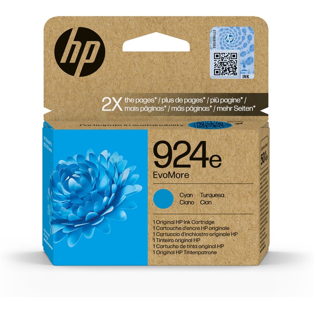 Hp 924e cartucho de tinta original evomore 924e cian